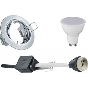 LED Spot Set - Torna - GU10 Fitting - Inbouw Rond - Glans Chroom - 6W - Natuurlijk Wit 4200K - Kantelbaar Ø83mm