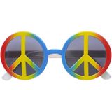 Toppers Peace Hippie Sixties verkleed zonnebril - Jaren 60 Flower Power thema bril