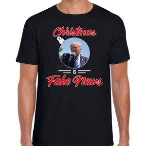 Trump Christmas is fake news fout Kerst shirt - zwart - heren - Kerst  t-shirt / Kerst outfit XXL