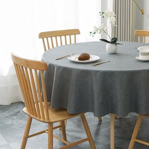 Rond tafelkleed diameter 120 cm, grijze linnenlook tafelkleden wasbaar polyester tafelkleed waterafstotend met lotuseffect, duurzaam krasbestendig voor woonkamer, eetkamer, balkon,