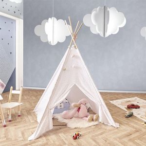 Home deco kids - Tipi tent speeltent - wit met roze stippen