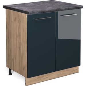 Vicco Fame-Line Keuken Keukenkasten – 80 cm , WB Antraciet Donkerblauw hoogglans , WB Antraciet