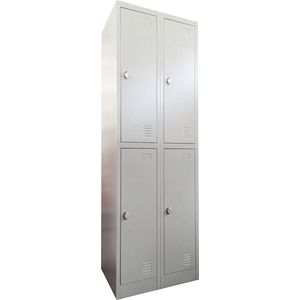 IVOL Metalen Lockerkast Grijs - 60x185x45 cm - 4 Deurs