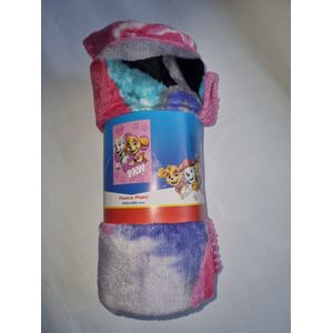 Deken Nickelodeon Paw Patrol - Fleece - Plaid - 100x150 cm - blauw/roze, kindercadeau, kerstcadeau