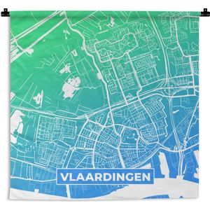 Wandkleed - Wanddoek - Stadskaart - Vlaardingen - Nederland - Blauw - 180x180 cm - Wandtapijt - Plattegrond