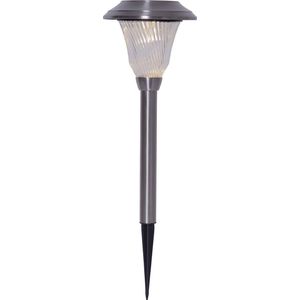 Star Trading Solar paalverlichting Barcelona, padlamp, zilver, LED, schemersensor, warm wit, buiten, 41 cm
