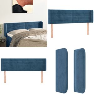 vidaXL Hoofdbord met randen 147x16x78/88 cm fluweel donkerblauw - Hoofdbord - Hoofdborden - Hoofdeinde - Houten Hoofdbord
