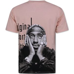 Tupac Shirt - T shirt Heren met Print - Oversized T shirt Heren - Funny Shirt - 697 - Roze
