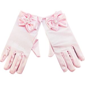 BamBella® - Handschoenen voor communie feest bruiloft kinderen Meisje kort Roze