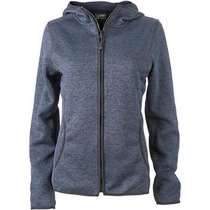 James and Nicholson Dames/dames Gebreide Fleece Hoodie (Denimmelange/zwart)