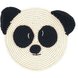 Luna-Leena duurzame platte panda beer met knisperend geluid - gebroken wit / zwart - toy/knuffel - in bio katoen - hand gehaakt in Nepal - knuffeldier - knisperdoekje - sound - kraamkado - cadeau - geboorte - bearl