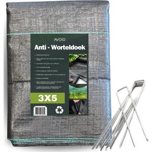 AVOID Worteldoek 3x5 m – 30x Gronddoekpennen – Grondzeil – 110 g/m²