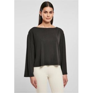 Urban Classics - Short Modal Bateau Neckline Longsleeve top - XL - Zwart