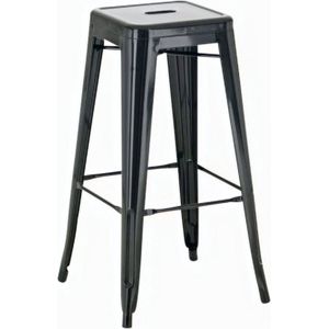 Barkruk Recto - Zonder rugleuning - Set van 1 - Ergonomisch - Barstoelen voor keuken of kantine - Zwart - Metaal - Zithoogte 77cm