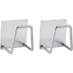Nolad® - Sponshouder - Vaatdoekhouder - Gootsteen Organiser - Wandhaak - 2 Stuks - RVS