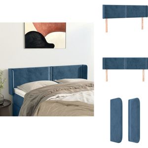 vidaXL Hoofdbord - Hoofdborden - Hoofdeinde - Houten Hoofdbord - Hoofdbord met randen 147x16x78/88 cm fluweel donkerblauw