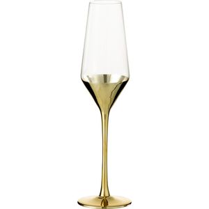 J-Line champagneglas - glas - goud - 4 stuks - woonaccessoires