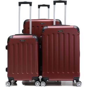 Kofferset Traveleo Babij - 3-delig - Complete Set - Koffer - Handbagage 35L + 65L en 90L Ruimbagage - ABS01 - Rood