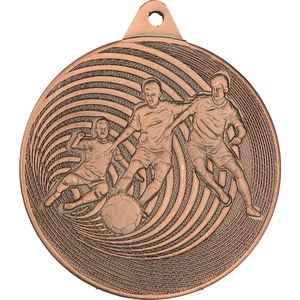 100 bronzen medailles van 5 cm voetbal met lint driekleur
