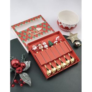 Kerst bestek RVS goud lepels set/Kerst bestek /Kerstdagen Kerstdiner bestek/Dinner Christmas Lepel