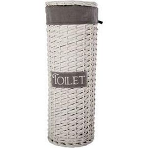 Cosy&Trendy Opbergmand 'toilet' riet met grijze stof 17x16x47 cm