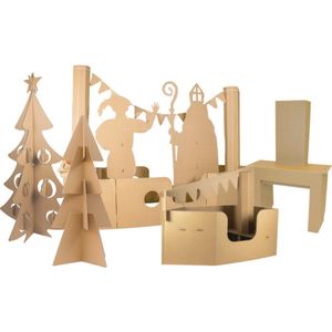 Kartonnen Feestdagenpakket- Voor Sinterklaas en Kerst - Kant-en klaar pakket - Schoolpakket - Sinterklaas decoratie en Kerst decoratie - KarTent