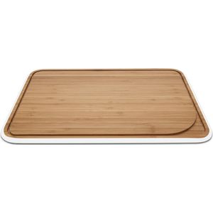 Snijplank met Sapgeul, Bamboe, Wit, 35 x 25 cm - Pebbly