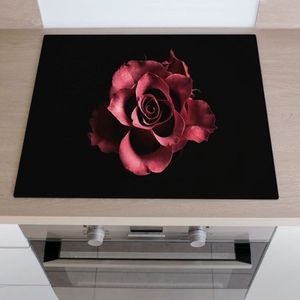Inductiebeschermer roze roos | 70 x 52 cm | Keukendecoratie | Bescherm mat | Inductie afdekplaat