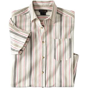 ATLAS FOR MEN - Gestreept overhemd van crêpestof - Heren - Verkrijgbaar in grote maten - 3XL