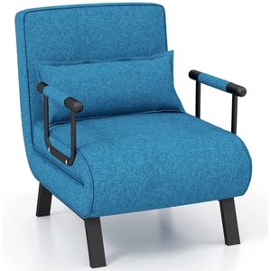 Thuys – 4-in-1 Uitklapbare Slaapstoel Belastbaar Tot 150 kg – Inklapbare Met 6 Standen Verstelbare Rugleuning – Modern Design Logeerbed – Slaapfauteuil – Blauw