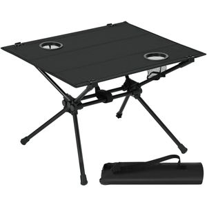 Opvouwbare Campingtafel – Lichtgewicht Buitentafel – 2 Bekerhouders – Oxford Tafelblad – Metalen Vouwframe – Inclusief Draagtas – 63x43x56 cm – Picknick, Vissen, Strand, Tuin, BBQ, Outdoor Tafel – 30 kg Draagvermogen