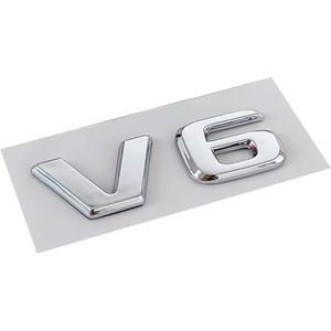 Auto Embleem V6 Chroom - Kunststof - Zelfklevende Badge - V6 Embleem - universeel/alle automerken - voor Achterklep - Auto Accessoires