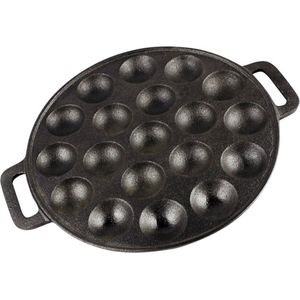 YUGN BLACK Poffertjespan Poffertjesmaker - 19 Poffertjes Pan - Gratis eBook - Platte Onderkant Poffertjespan Inductie - Cadeautip