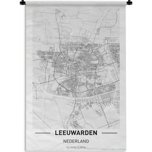 Wandkleed Top 50 Nederland staande- Stadskaart Leeuwarden Wandkleed katoen 60x90 cm - Wandtapijt met foto