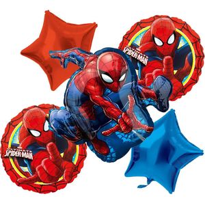 Amscan – Spiderman – Ballon set – 5-Delig – Helium ballon – Folieballon – Versiering - Kinderfeest.