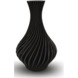 Oneiro’s Luxe Vaas Spiraalvaas BLACK - ø14xH22cm – 3D geprint - binnen – buiten – luxe – accessoires – tuin – decoratie – bloemen – voor binnen – keramiek