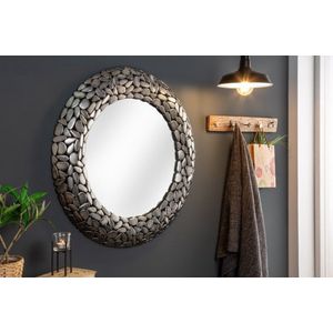 Handgemaakte spiegel STONE MOSAIC XL 82cm zilver in mozaieklook van metaal - 41430