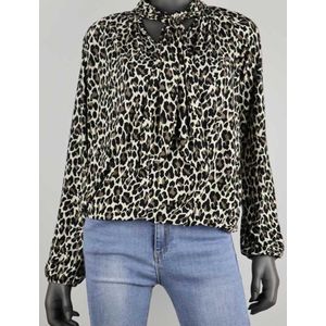 Top Inez Leopard Print Zwart Taupe - one size