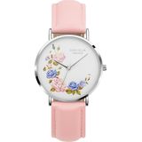 Orphelia Floral OF711815 Horloge - Leer - Roze - Ø 36 mm