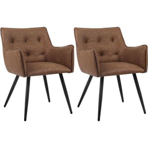 Rootz Eetkamerstoelen Set van 2 - Comfortabele zitplaatsen - Stijlvolle stoelen - Kunstleer - Ergonomisch en duurzaam - Antislip - 57 cm x 80 cm x 57 cm