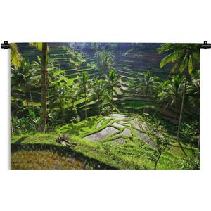Wandkleed Rijstvelden - Spectaculaire rijstvelden ten noorden van Ubud Wandkleed katoen 90x60 cm - Wandtapijt met foto