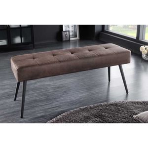 Design bank BOUTIQUE 100cm bruin microvezel zwart metalen poten gestoffeerde bank - 44243