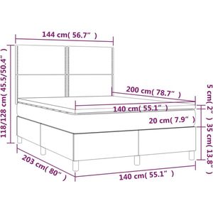 vidaXL Boxspring met matras stof donkerbruin 140x200 cm