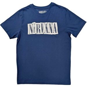 Nirvana - Box Logo Heren T-shirt - L - Blauw