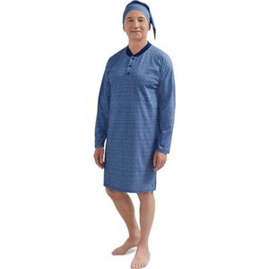 Martel Mikolaj heren nachthemd met lange mouwen- 100% katoen - blauw 4XL