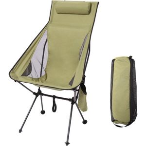 1 Groene draagbare opvouwbare kampeerstoel - Lichtgewicht toeristenstoel van aluminiumlegering - Tuinmeubelen - Gewicht - 105 kg - Kampeerstoel - Strandstoel - Visstoel - Lichtgewicht - Opvouwbare buitenstoel - Opvouwbare stoel