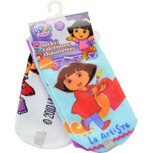 Nickelodeon - Dora Explorer - Sokken - Laag - Kindersokken - Maat 19/23 - Set van 3 Paar.