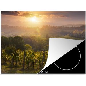KitchenYeah® Inductie beschermer 71x52 cm - Zonsopgang boven de Italiaanse velden van San Gimignano - Kookplaataccessoires - Afdekplaat voor kookplaat - Inductiebeschermer - Inductiemat - Inductieplaat mat