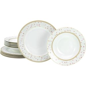 Serviesset 12 persoons Emilia New Bone China porselein vaatwasser- en magnetronbestendig van CreaTable 17528 serie - kwaliteitsproductie Serviesset 12 persoons