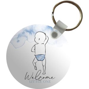 Sleutelhanger - Spreuken - Welcome little one - Baby - Quotes - Geboorte - Plastic - Rond - Uitdeelcadeautjes